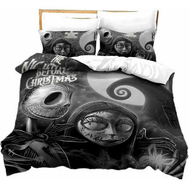 Nightmare Before Christmas Duvet Cover Se, Jk and Sally Valentine, % Microfibe Bedding Set with Pillow ams