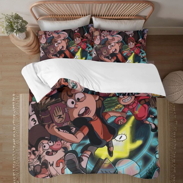 Gravity Falls 3-Piece Bedding Set For Kids Boys Girls Adult Cartoon Warm Cute Fashion Holiday Present Gift Bed Sheets