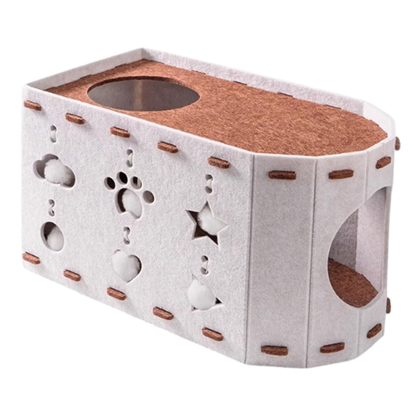 Casa Para Gatos De Cartón Rascador Con Agujero Interactivo, Garra Y Cama De Fieltro