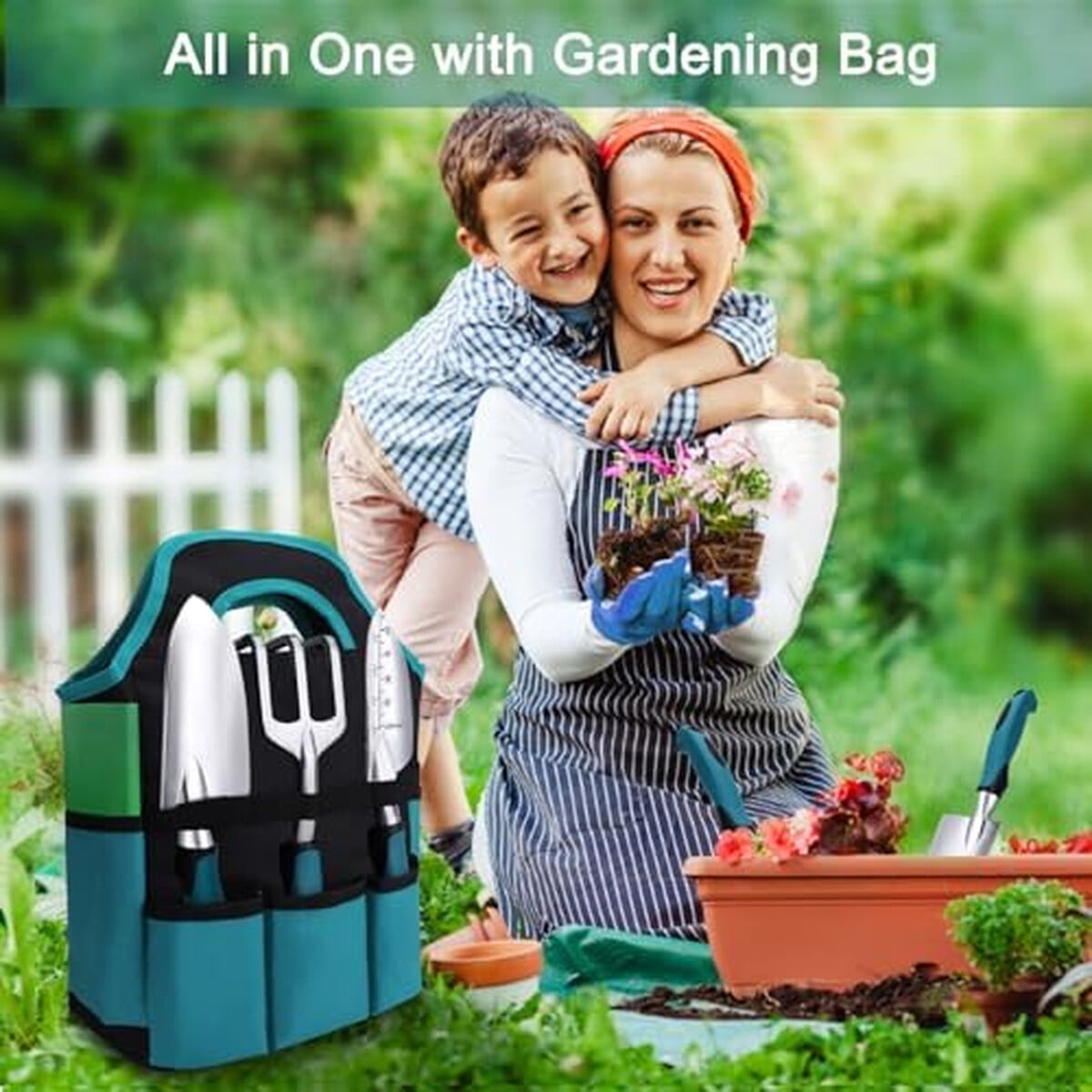 Set Herramientas Jardín Kynup 7 Piezas Aluminio Con Bolsa
