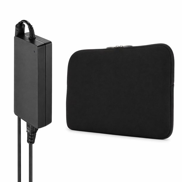 Paquete de Accesorios de Viaje Insignia 90W + Funda para Laptop de 15" – Accesorio Todo en Uno con Enchufe Internacional, Puertos USB y Funda Protectora para Laptop (Negro)
