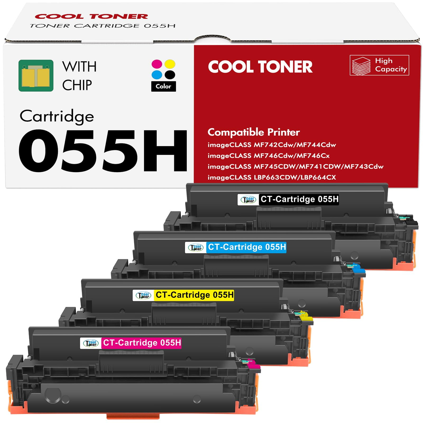 Set De Cartuchos De Tóner Cool Toner 055h High Yield Para Canon
