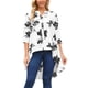 thumbnail image 1 of INSPIRE CHIC Blusa Casual Elegante de Mujer con Tops Asimétricos Florales de Manga 3/4, Cuello en V, Suelta, con Botones, Larga por Detrás, Talla L, Blanca, 1 of 5
