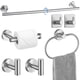 thumbnail image 1 of Juego De Accesorios Para Baño Color Plata De 7 Piezas Con Barra Para Toallas, 1 of 7