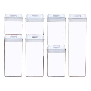 Magideal - 7X Almacenamiento De Alimentos Transparente Con Tapas Conservación Organización Tanque Sellado Frascos Sin Bpa Para De C Blanco