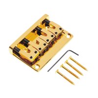 Magideal - Puente De Bajo Para Guitarra Eléctrica, Puente Fijo De Repuesto, Puente De Metal De Carga Con Tornillos Y Llave Para Ejercicios De Exhibición Oro