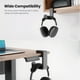 thumbnail image 3 of Soporte ajustable para auriculares - Soporte para auriculares de juegos de PC con giro de 360 grados, colgador con abrazadera para debajo del escritorio, organizador con clip para cables - Negro, 3 of 9