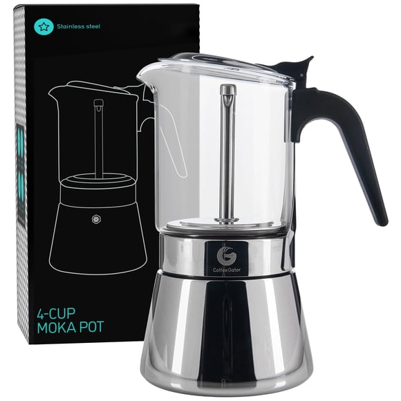 Moka Pot Coffee Gator, 4 tazas, 200 ml, acero inoxidable