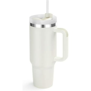Veatool - Vaso Térmico 1,4 Lts Con Asa, Termo Al Vacío De Acero Inoxidable Con Pajita, Para Mantener Agua, Té, Vino, Café Frío Y Caliente (Beige)