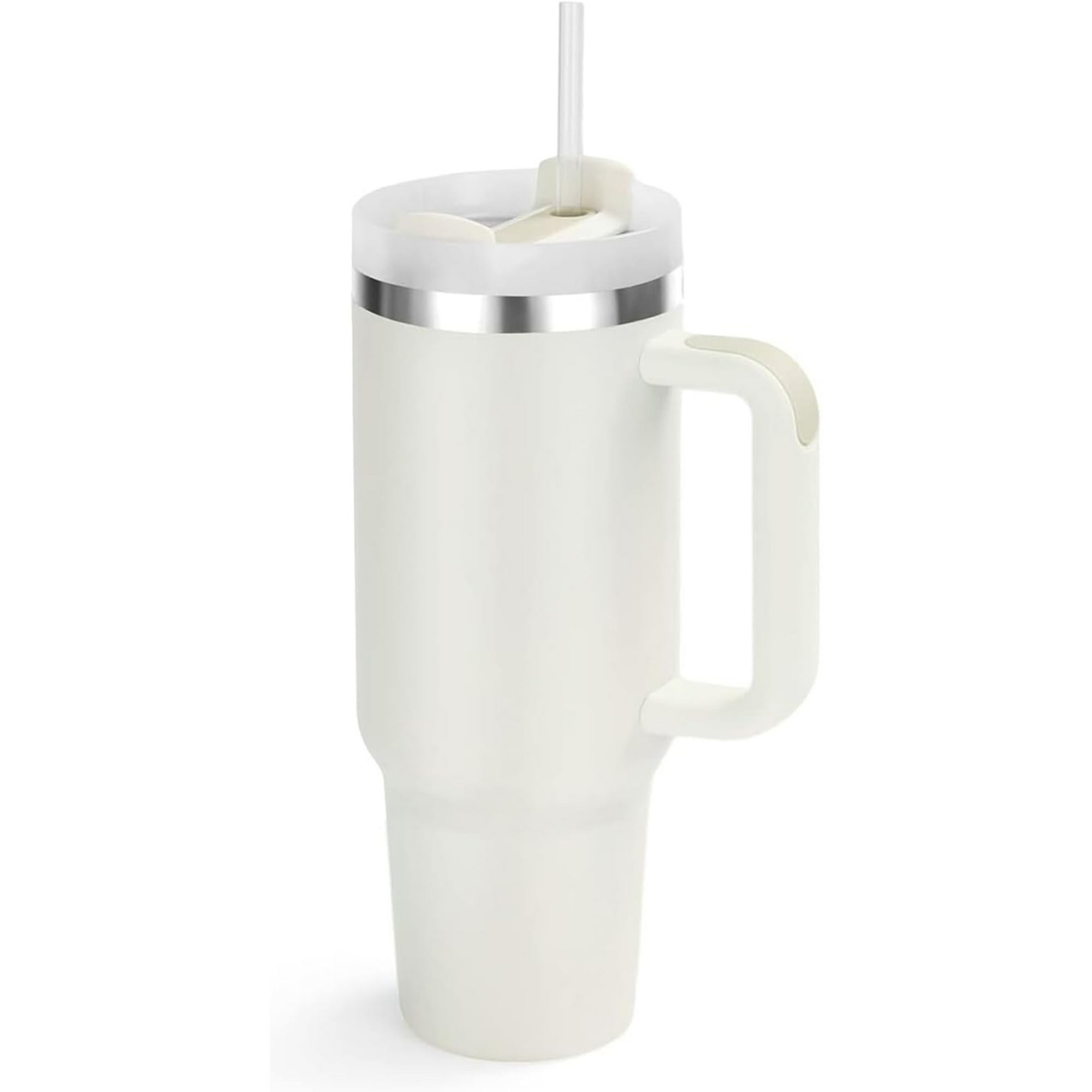 Veatool - Vaso Térmico 1,4 Lts Con Asa, Termo Al Vacío De Acero Inoxidable Con Pajita, Para Mantener Agua, Té, Vino, Café Frío Y Caliente (beige)