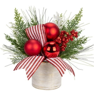 Árbol De Navidad Hollyone, Pequeño, Artificial, 28 Cm, Con Adornos