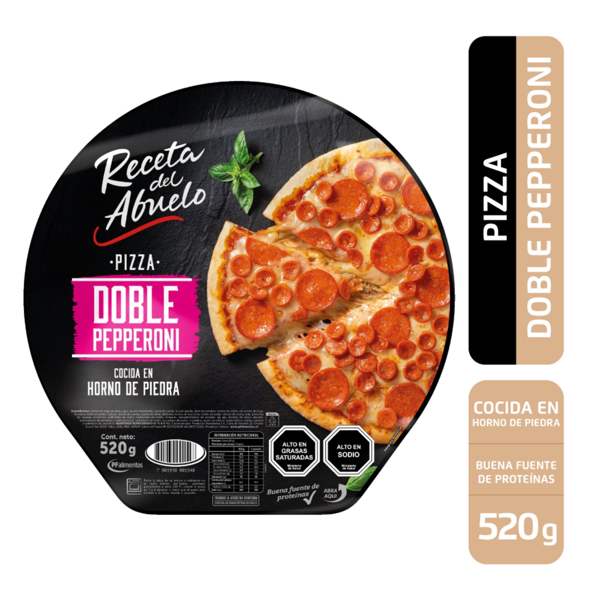 Pizza doble pepperoni, 520 g