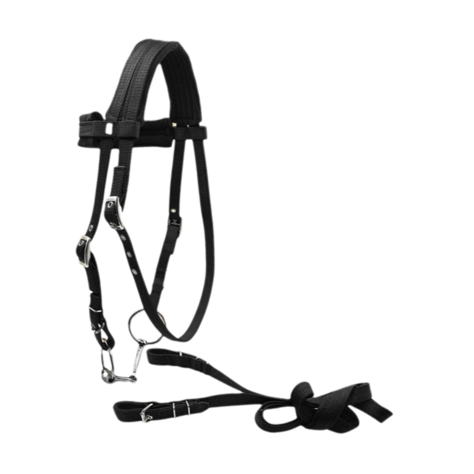 Magideal - Brida De Caballo Con Halter Rin Broca Extraíble De Snaffle, Sillín Sintética De Servicio Pesado Caballero De Cabecera Líder De Cuerda Equipo Ecuestre S Negro