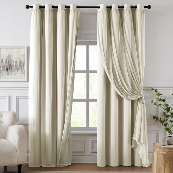 Cortina Swandream 213 cm Beige Blackout de Doble Capa