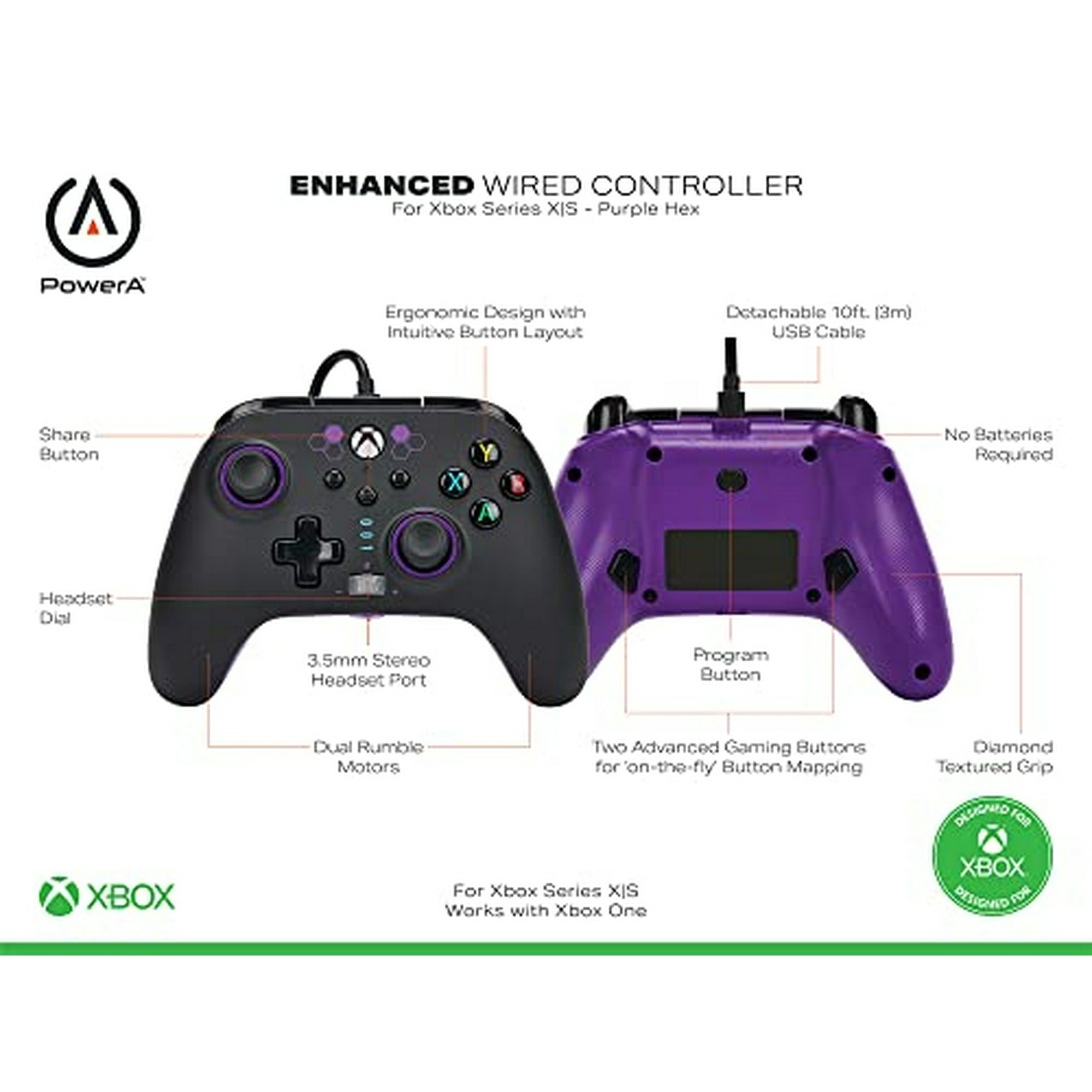 Controlador Con Cable Power A Xbox Series X|s Purple Hex