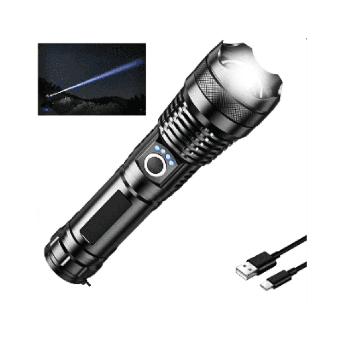 Genérico - Linterna De Mano Luz Led Con Zoom Recargable 3000m