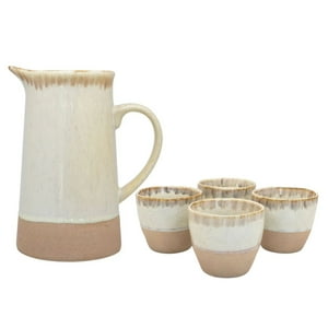 Set Jarro + Vasos De Ceramica Artesanal Menaje Cocina Wayu