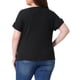 thumbnail image 3 of Agnes Orinda Mujeres Tallas Grandes Escuela Colegio Waffle Túnica Tops Decoración de Botones Cuello en V Manga Corta Enrollable Camiseta de Verano Blusa Casual 2X Negro, 3 of 6
