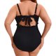 thumbnail image 4 of Agnes Orinda Traje de Baño de Una Pieza para Mujer Talla Grande Monokini Texturizado Acanalado Traje de Baño con Lazo en la Espalda Control de Abdomen Cobertura Completa 1X Negro, 4 of 8