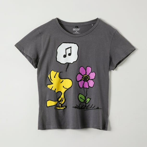 Polera Manga Corta Mujer Woodstock Negro Snoopy