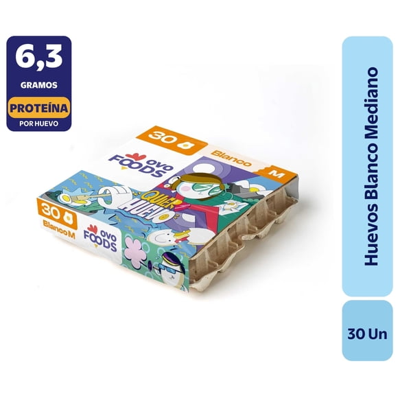 Huevos Tradicionales Mediano Blanco, 30 Un