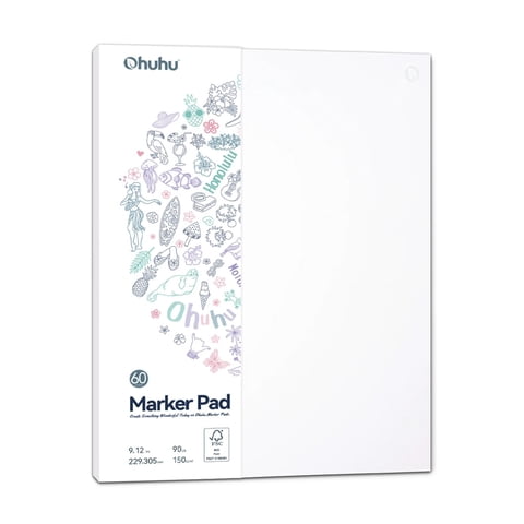 Ohuhu Block Para Marcador Alcohol 22.9X30.5Cm,60 Hojas,150G