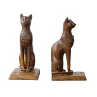 Magideal - 2 Piezas De Estatuas De Gatos Egipcios, Soportes Para Estanterías De Libros, Sujetalibros, Artesanías, Coleccionables, Creativos, Topes De Libros Para