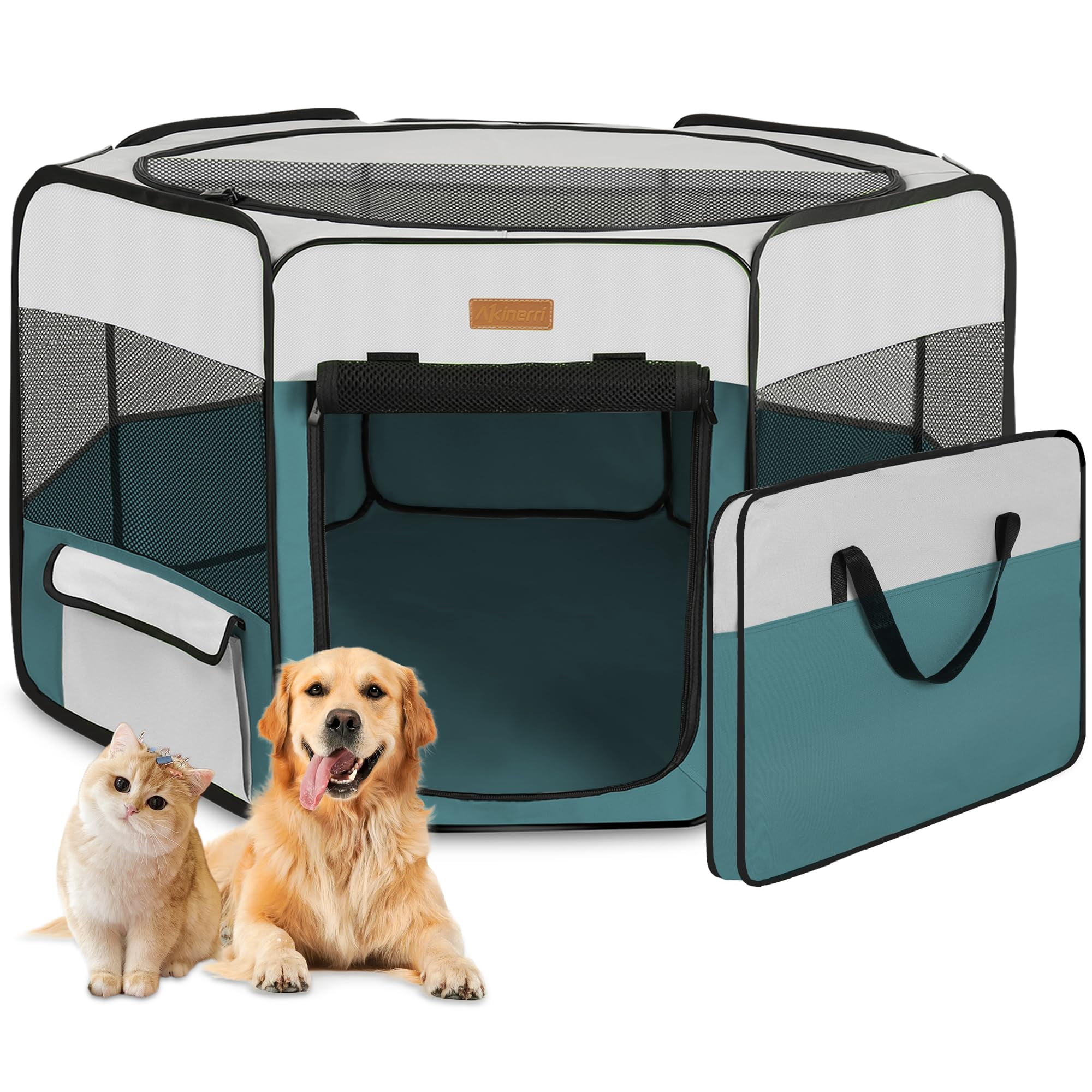 Pet Playpen Akinerri portátil para gatos, perros y conejos, color azul
