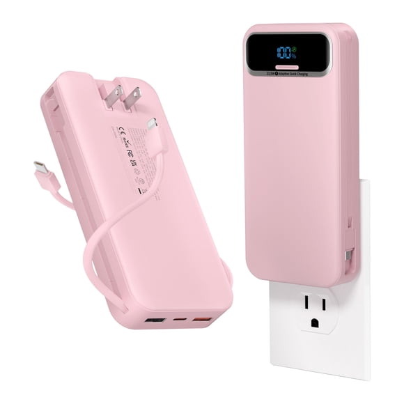 Power Bank aonidi 20000 mAh rosa con cables integrados