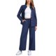 thumbnail image 1 of INSPIRE CHIC Conjunto de 2 Piezas de Lino para Mujer Camisa Abotonada Pantalones de Pierna Ancha con Cordón Conjunto Casual L Azul Marino, 1 of 6