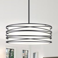 Lámpara Zlnidjia, 50 Cm, 5 Luces, Tambor Negro Y Blanco