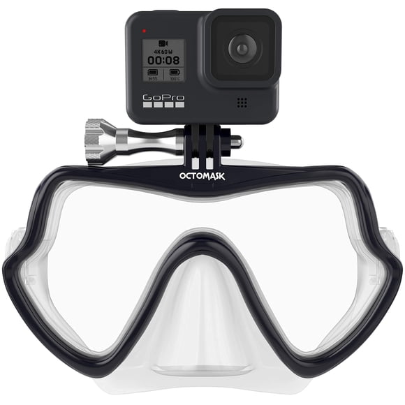 Máscara de buceo OCTOMASK con soporte GoPro, sin marco y transparente