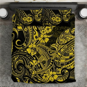 Milsleep - Hawaii Shark Juego De Cama Polinesia Patrón Amarillo Versión Lt01