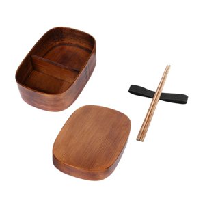 Magideal - Caja De Sushi De Madera De Madera Para Niños Accesorio Para Adultos Textura Suave Tradicional Con Correa Para Arreglar Vajilla Tazón , Talla L Marrón Oscuro