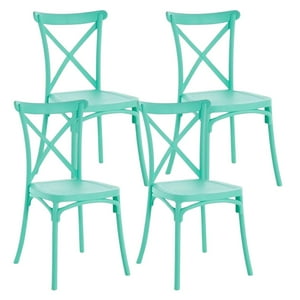 Pandalino - Pack 4 Silla Crossback Menta | Ideal Terraza Y Interior Verde Claro