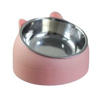 Magideal - Comedero Para Mascotas, Recipiente Antideslizante De Acero Inoxidable De 15 Degree, Cuenco Protector Para El Cuello, Plato De Alimentación, Cuenco , Rosado