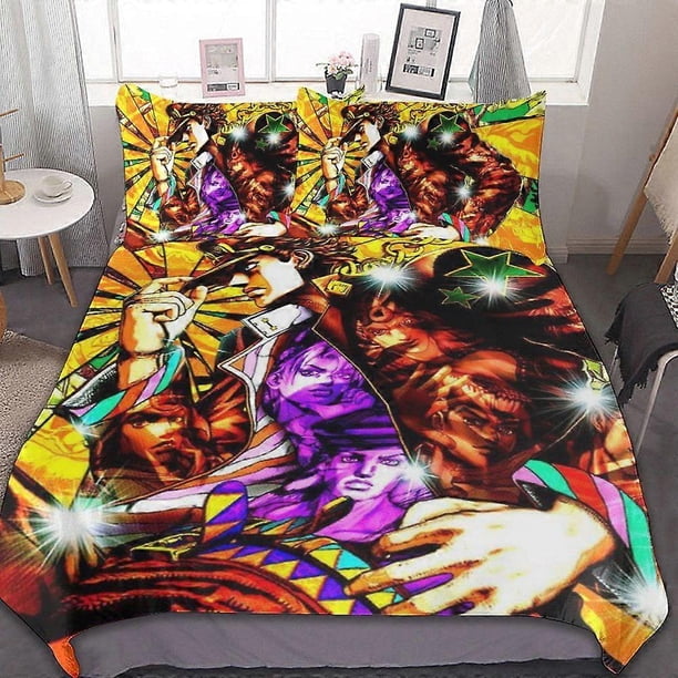 JoJo Strange Adventure Quilt Set3-Piece Bedding Set Soft, Wa and Comfortable Soft Bed Set, Comes with Quilt Cover and Pillowc