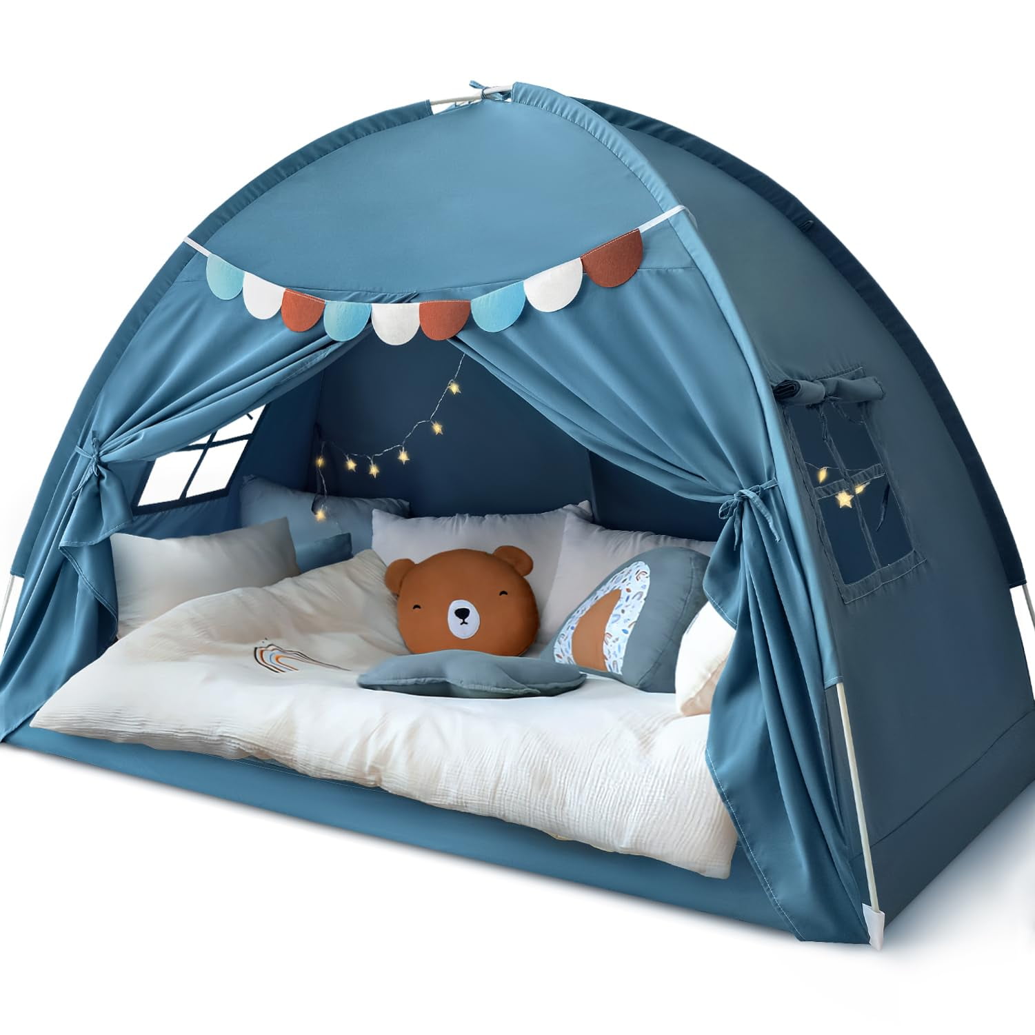 Carpa Para Cama Individual Razee Para Niños, Casa De Juegos Interior Azul
