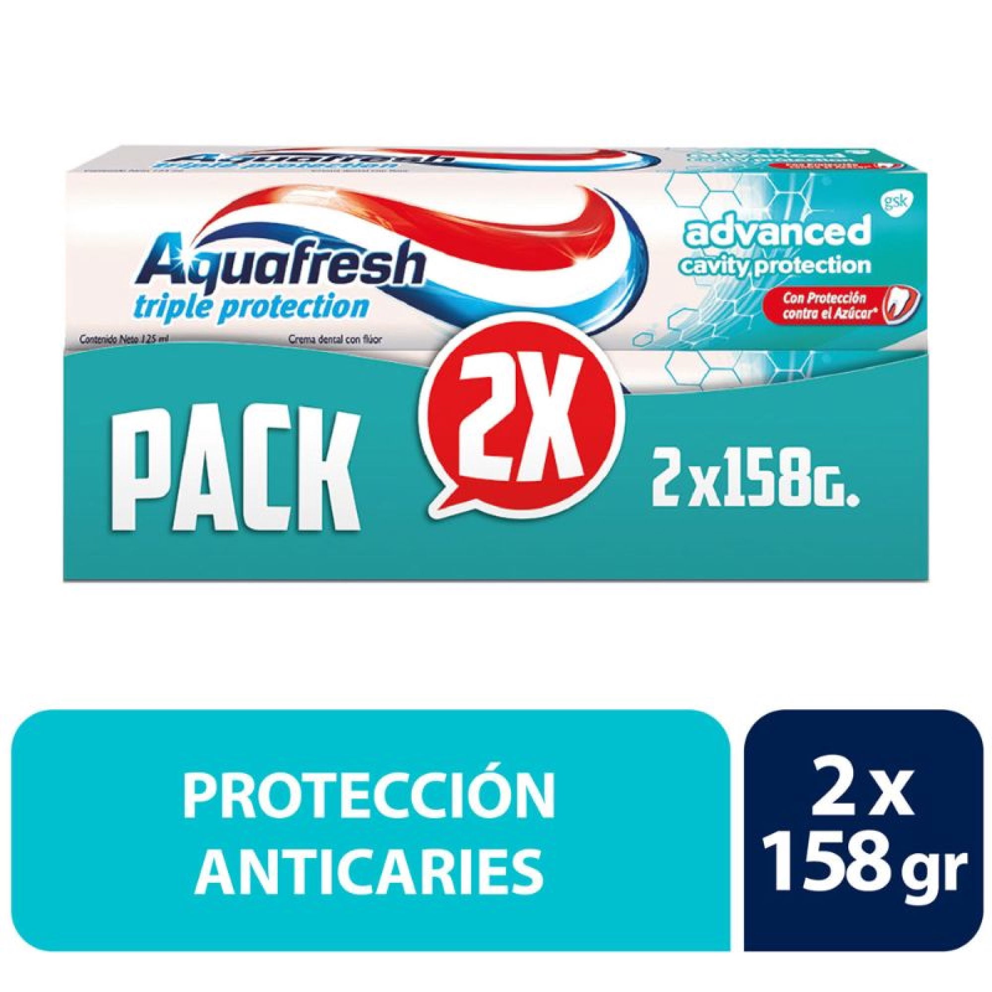 Pasta Dental Aquafresh Advanced Cavity 2x158g Pack