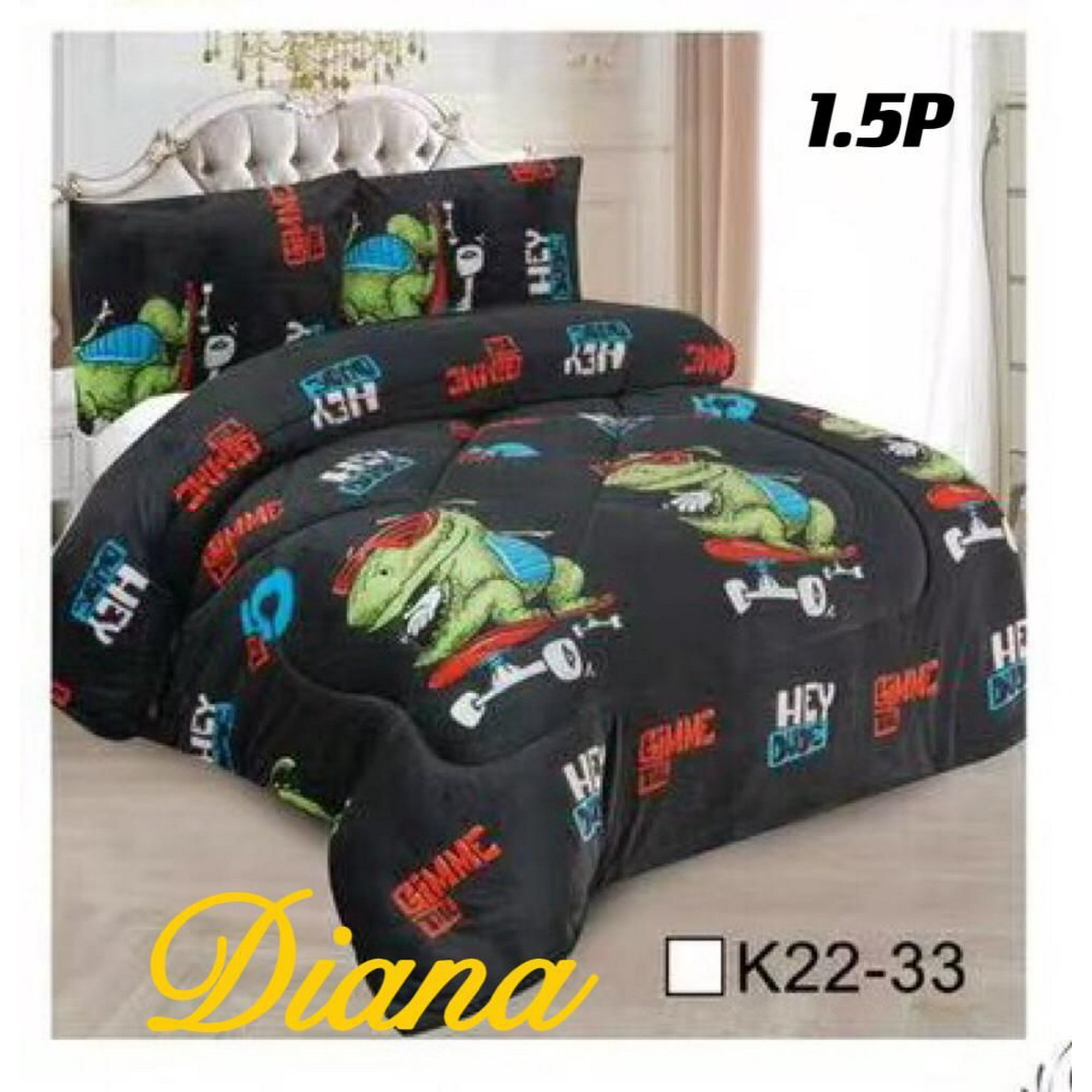 Aladdins Shop - Cobertor De Invierno De Plush Y Chiporro 1,5 Plaza Negro Dino Skate (d)