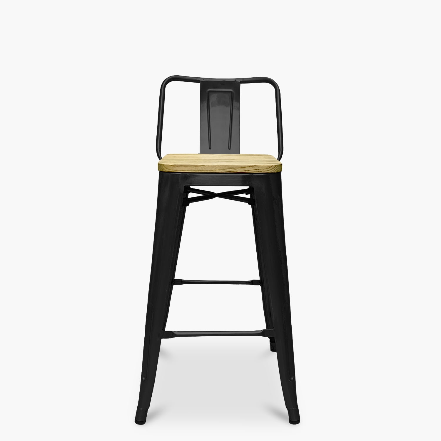 Form Design - Taburete Medio 66 Tolix Asiento Madera C/ Resp Negro