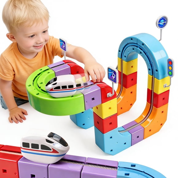 Set de tren eléctrico dyseer de 67 piezas, motorizado, magnético, STEM