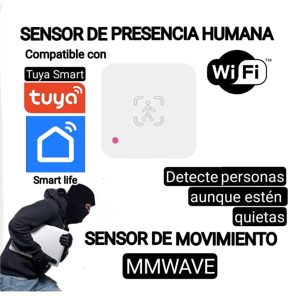 Sensor de presencia humana WIFI. Sensor de movimiento. Tuya, Smart Life. No necesita Hub