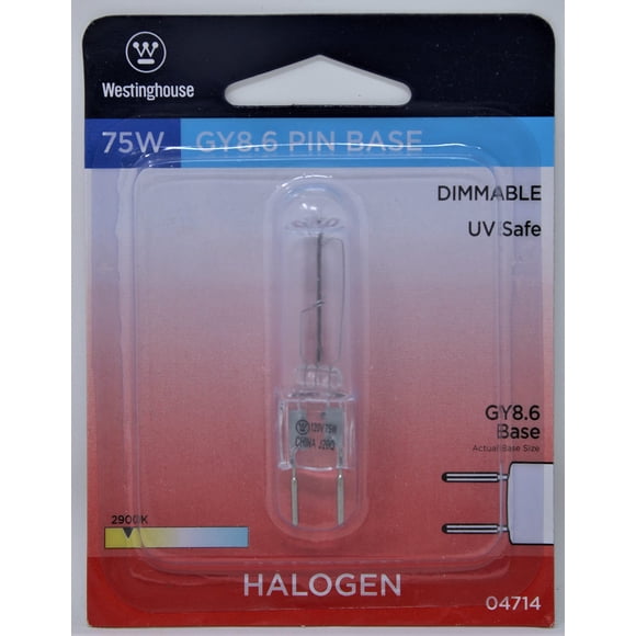 Bombilla Westinghouse 0471400, 75 W, base GY8.6, 120 V, halógena, paquete de 6