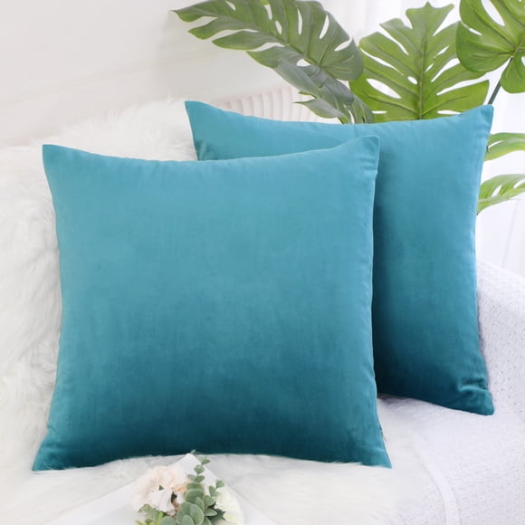 PiccoCasa 18"x18" Fundas de Cojines Decorativos Euro Juego de 2, Azul Teal