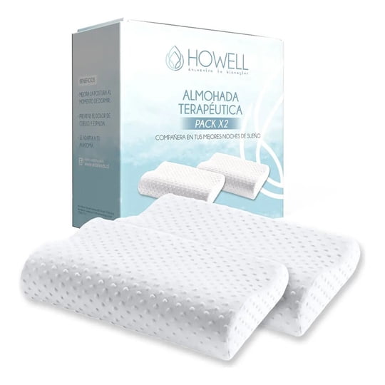 Pinkbuy - Almohada Ortopédica Cervical Con Memoria Howell Espuma Viscoelástica Memory Foam X2