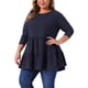 thumbnail image 4 of Agnes Orinda Trajes de Halloween para Mujeres Tallas Grandes Tops Babydoll de Escuela Colegio de Manga Larga Cuello Redondo Casual Suelto Blusas Peplum Túnicas 3X Azul Marino, 4 of 6