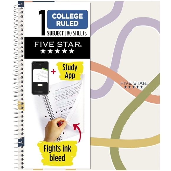 Cuaderno de espiral Five Star 21 cm 80 hojas con renglones universitarios