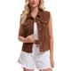 thumbnail image 1 of INSPIRE CHIC Chalecos de Mezclilla para Mujer con Botones Lavados para Regreso a Clases Chaquetas de Jean sin Mangas con Bolsillos Marrón S, 1 of 6