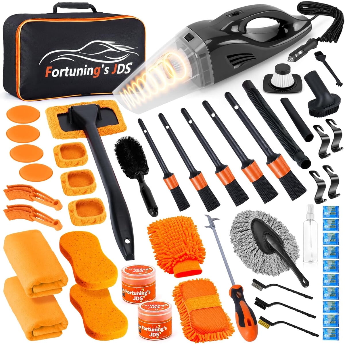 Kit Detallado Auto Fortunings Jds 61pcs Aspiradora 8000pa Interior Exterior